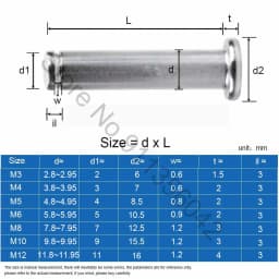1/5pc M3 M4 M5 M6 M8 M10 M12 A2 Stainless Steel Flat Head Bearing Cylindrical Positioning Axis Roll Dowel Pin With Shaft Circlip