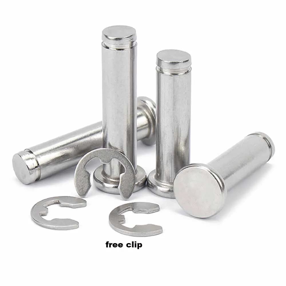 1/5pc M3 M4 M5 M6 M8 M10 M12 A2 Stainless Steel Flat Head Bearing Cylindrical Positioning Axis Roll Dowel Pin With Shaft Circlip