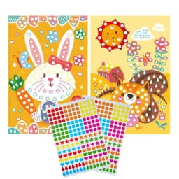Children Colorful Round Dot Puzzle Stickers Cartoon Animal Mosaic Puzzle Stickers Patience Training DIY Education Toys Kids Gift