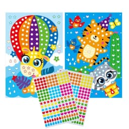 Children Colorful Round Dot Puzzle Stickers Cartoon Animal Mosaic Puzzle Stickers Patience Training DIY Education Toys Kids Gift