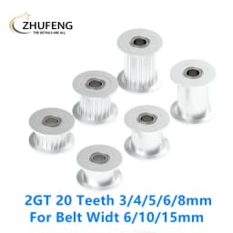 GT2 2GT 20 Teeth Synchronous Timing Idler Pulley Bore 3 4 5 6 8mm With Bearing For 6 10 15mm Belt 3D Printer Accessories