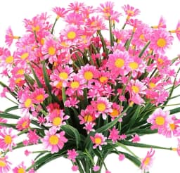 Artificial Daisies Flowers Outdoor UV Resistant Fake Foliage Plants Shrubs for Window Box Hanging Farmhouse Indoor Outside Decor