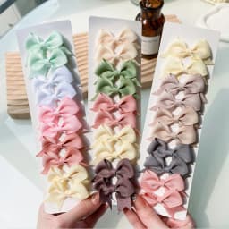 10Pcs/Set New Solid Ribbon Bowknot Hair Clips For Cute Baby Girls Handmade Bows Hairpin Barrettes Headwear Kids Hair Accessories