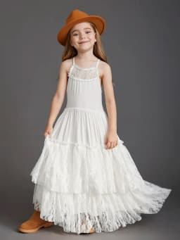 Summer Girls Lace Cotton Bohemia Long Dresses Baby Kids Flower Wedding Princess Party Dress Vestidos Costume Children Clothing