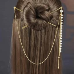 Double Chain Hair Fork Pearl Tassel Hair Stick Nunchaku Hairpin Chinese Style Retro Hair Accessories for Hanfu Tiaras Ornaments