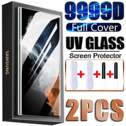 2PCS UV Tempered Glass For Samsung Galaxy S22 S21 S23 Plus Ultra Screen Protector Note 20 Ultra 10 9 8 S10 S9 S20FE S10E S 22 23