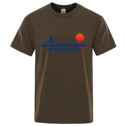 Amity 1975 - Jaws Retro Print Tshirt Men Creativity Sweat Clothing Fashion Tee Clothes T Shirts Breathable Cotton T-Shirts Man
