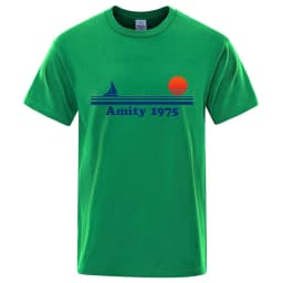 Amity 1975 - Jaws Retro Print Tshirt Men Creativity Sweat Clothing Fashion Tee Clothes T Shirts Breathable Cotton T-Shirts Man