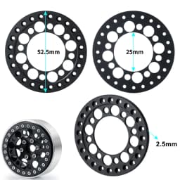 YEAHRUN 4PCS Aluminum Alloy 1.9" Wheel Outer Beadlock Ring for 1/10 RC Crawler Axial SCX10 90046 TRX4 1.9 Wheel Rims