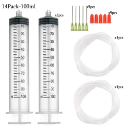 50Pack Syringes with 14ga-23ga Blunt Tip Needles With Syringe Caps and Needle Caps for Refilling and Measuring Liquids Oil