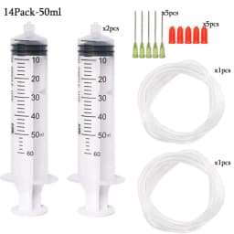 50Pack Syringes with 14ga-23ga Blunt Tip Needles With Syringe Caps and Needle Caps for Refilling and Measuring Liquids Oil
