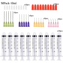 50Pack Syringes with 14ga-23ga Blunt Tip Needles With Syringe Caps and Needle Caps for Refilling and Measuring Liquids Oil