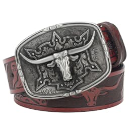 Fashion Men's Belt West Cowboy Genuine Leather Bull Head Buckle