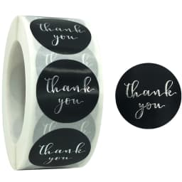 100-500 Pcs Round Black Thank You Bond Party Adhesive Diy Seal Stickers Decorative Album Diary Cartoon Label Decor