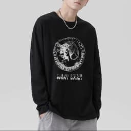 T-Shirt for Men Summer Cross of Thorns Suitcase Men's T-Shirts Long-Sleeved Dark Hip-Hop Men's Oversize T-Shirt Y2K T Shirt Tops