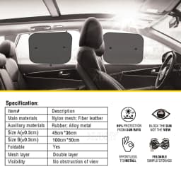 Car Sun Shades Side Rear Window Auto Sunshade Blocks Kids Pet Back Seat Sun UV Glare Heat Protector Car Trunk RV Travel Supplies