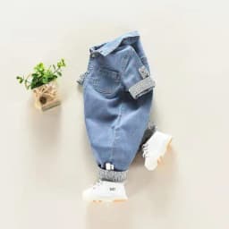 DIIMUU Baby Children Boys Clothing Toddler Overalls Denim Pants Fashion Kids Casual Jumpsuits Long Sleeve Trousers