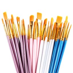 10 Pcs Set Plastic Short Rod Art Painting Watercolor Gouache Painting Brush Multi-color Multi-functional Nylon Hair Paint Brush
