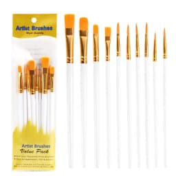 10 Pcs Set Plastic Short Rod Art Painting Watercolor Gouache Painting Brush Multi-color Multi-functional Nylon Hair Paint Brush