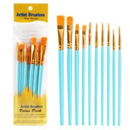 10 Pcs Set Plastic Short Rod Art Painting Watercolor Gouache Painting Brush Multi-color Multi-functional Nylon Hair Paint Brush