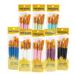 10 Pcs Set Plastic Short Rod Art Painting Watercolor Gouache Painting Brush Multi-color Multi-functional Nylon Hair Paint Brush