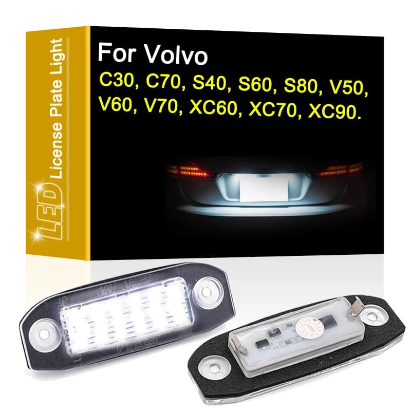 12V LED Number Plate Lamp For Volvo C30 C70 S40 S60 S80 V50 V60 V70 XC60 XC70 XC90 White License Plate Light Assembly