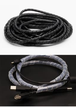 4x25Meters 30x1.5m Spiral Wrap Sleeve Tube Cable Protector Band Winding Pipe Transparent/Black Wire Organizer Plastic Sheath
