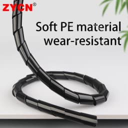 4x25Meters 30x1.5m Spiral Wrap Sleeve Tube Cable Protector Band Winding Pipe Transparent/Black Wire Organizer Plastic Sheath