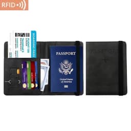 Unisex PU Leather Passport Holder - RFID Blocking Travel Wallet for Credit/ID Cards & Tickets (Men & Women)
