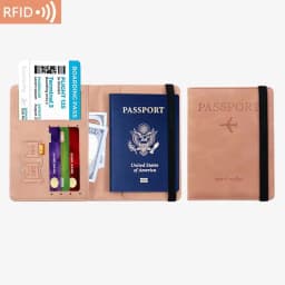 Unisex PU Leather Passport Holder - RFID Blocking Travel Wallet for Credit/ID Cards & Tickets (Men & Women)