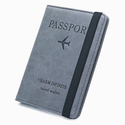 Unisex PU Leather Passport Holder - RFID Blocking Travel Wallet for Credit/ID Cards & Tickets (Men & Women)