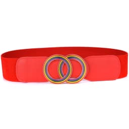 Women's Girdle Elastic Stretch Wide Waist Belts W Double Rings Buckle Cummerbunds Ladies