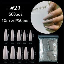 500pcs Colorful False Nails Long Ballerina Coffin Shape UV Shiny Extra Long Full Wrap Solid Color Ballerina Nails