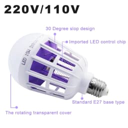 E27 Mosquito Killer Lamp Bulb 110V 220V 15W LED Light Bulbs 2 In 1 Repellent Fly Killing Lighting Bug Zapper Energy Saving Lamps