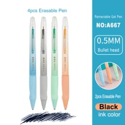 Deli Erasable Pen Set 0.5mm Gel Pen Erase Blue Black Ink Refill for Stationery School Supplies Erasable Ballpoint Pen Kawaii