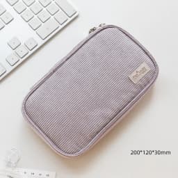 Kokuyo Corduroy Pan Case Flat Open Multi Pocket Pen Pencil Bag Storage Pouch Handbag F7025