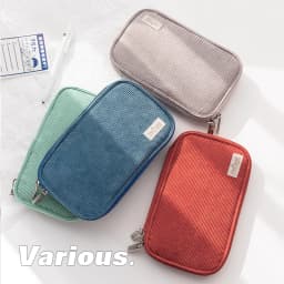 Kokuyo Corduroy Pan Case Flat Open Multi Pocket Pen Pencil Bag Storage Pouch Handbag F7025