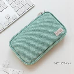 Kokuyo Corduroy Pan Case Flat Open Multi Pocket Pen Pencil Bag Storage Pouch Handbag F7025