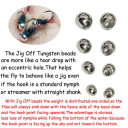 CONTEMPLATOR 20pcs Heavy Jig Off Tungsten Beads Jig Nymphs Fly Tying Materials Silver Tear Drop Shape Jig Bead For Fly Fishing