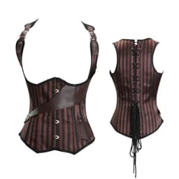 Underbust Corset Plus Size Waist Trainer Steampunk Corset with Straps Gothic Corset Underbust Lace Up Back Stripe