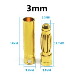 10pcs 2mm 3mm 3.5mm 4mm 5mm 5.5mm 6mm Banana Plug Gold Plated Copper Brushless Motor Bullet Connector For ESC Battery Wholeale