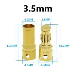 10pcs 2mm 3mm 3.5mm 4mm 5mm 5.5mm 6mm Banana Plug Gold Plated Copper Brushless Motor Bullet Connector For ESC Battery Wholeale