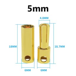 10pcs 2mm 3mm 3.5mm 4mm 5mm 5.5mm 6mm Banana Plug Gold Plated Copper Brushless Motor Bullet Connector For ESC Battery Wholeale