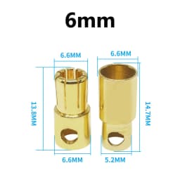 10pcs 2mm 3mm 3.5mm 4mm 5mm 5.5mm 6mm Banana Plug Gold Plated Copper Brushless Motor Bullet Connector For ESC Battery Wholeale