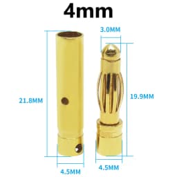 10pcs 2mm 3mm 3.5mm 4mm 5mm 5.5mm 6mm Banana Plug Gold Plated Copper Brushless Motor Bullet Connector For ESC Battery Wholeale