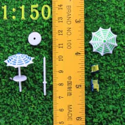 1Set Model Sun Umbrella With Chairs Set 1:100 1:150 Diorama Plastic Architecture Making Materials For Building Scene Layout
