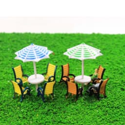 1Set Model Sun Umbrella With Chairs Set 1:100 1:150 Diorama Plastic Architecture Making Materials For Building Scene Layout