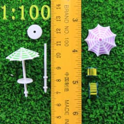 1Set Model Sun Umbrella With Chairs Set 1:100 1:150 Diorama Plastic Architecture Making Materials For Building Scene Layout