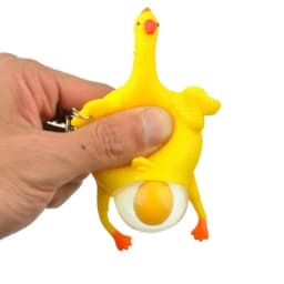 2 PCS Funny Squishy Toys Vent Chicken Laying Egg Squeezable Poppit Stress Relieve Chird Gifts Antistress Keychain for Game