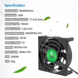 DC 5V USB Mini Cooling Small Fan 7 Blades Cooling Fan for TV Box Set Top Box 80x80x25mm Silent TV Box Radiator With 30cm Cable